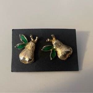 Gold and Green Pear Earrings